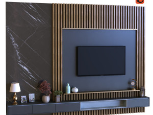 tv wall set 012 3D Model
