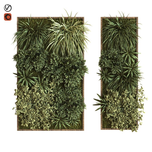 green wall vertical plant set 036 Modelo 3D .c4d .max .obj .3ds .fbx .stl .blend 