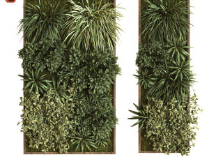 green wall vertical plant set 036 3D Model
