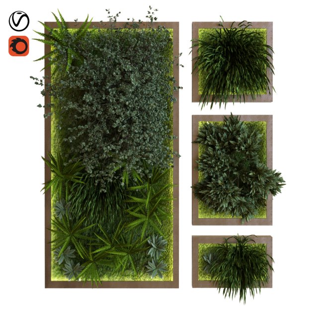 green wall set 039 3D Model .c4d .max .obj .3ds .fbx .stl .blend