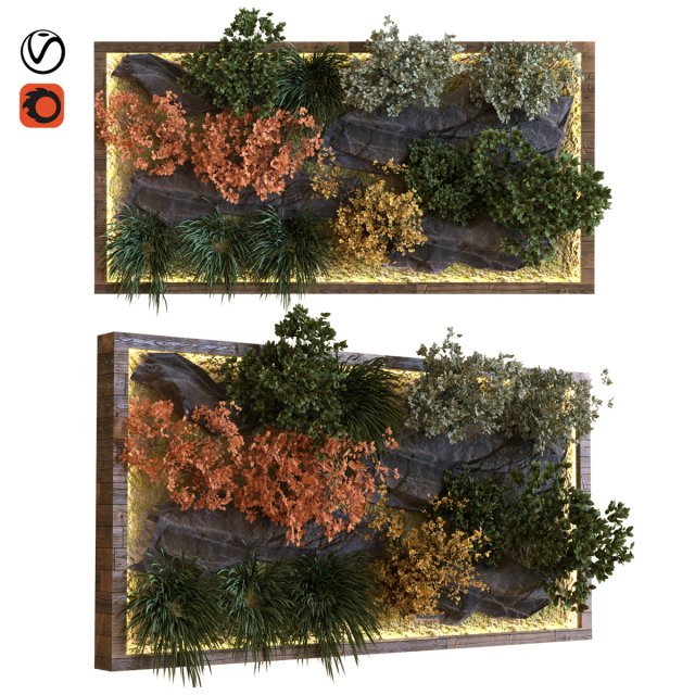 green wall set 040 3D Model .c4d .max .obj .3ds .fbx .stl .blend 