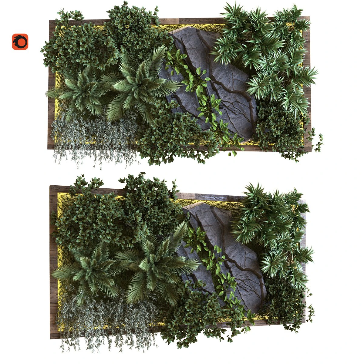 green wall set 041 3D Model .c4d .max .obj .3ds .fbx .stl .blend 