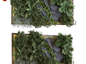 green wall set 041 3D Model