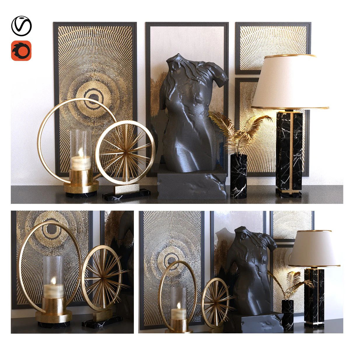 decoration set 010 3D Model .c4d .max .obj .3ds .fbx .stl .blend 