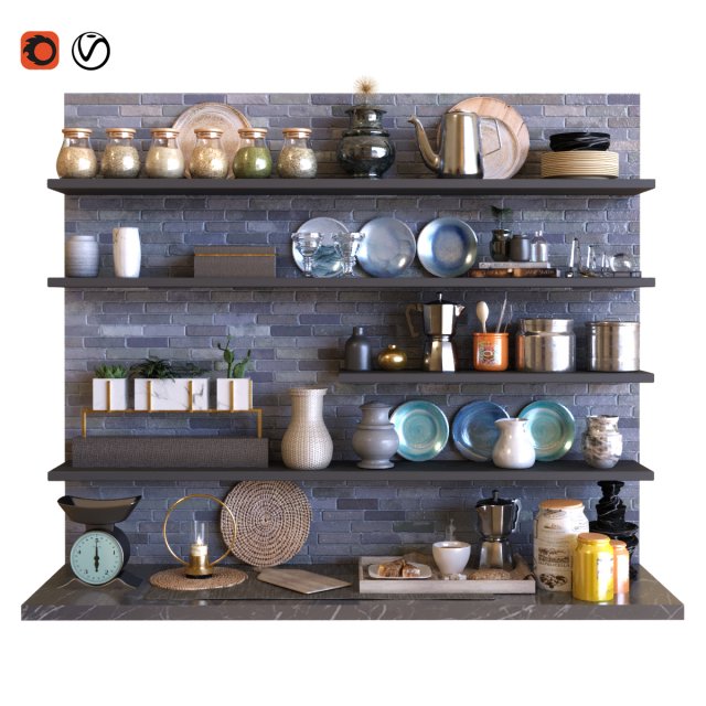 kitchen decor set 005 Modelo 3D .c4d .max .obj .3ds .fbx .stl .blend 
