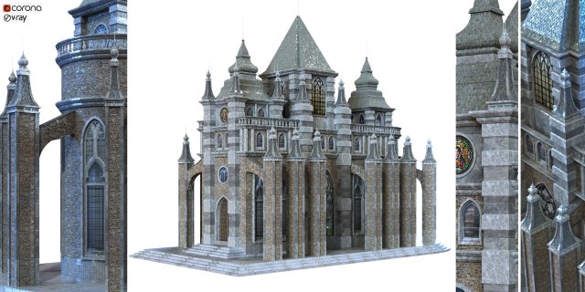 cathedral lowpoly for game num010 3D मॉडल .c4d .max .obj .3ds .fbx .stl .blend 
