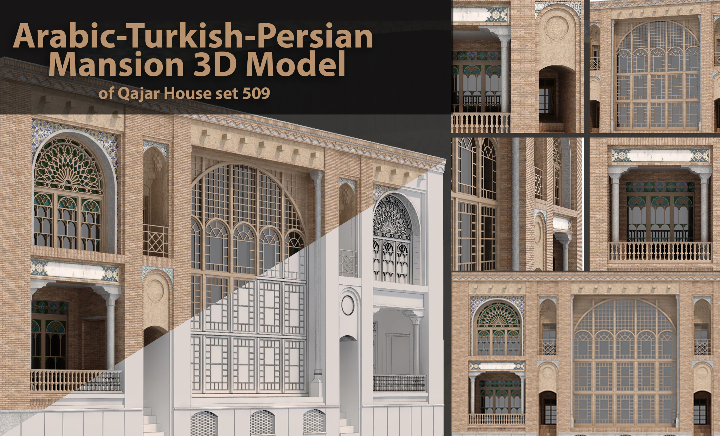 Arabic Turkish Persian Mansion of Qajar House set 509 3D Model .c4d .max .obj .3ds .fbx .stl .blend 