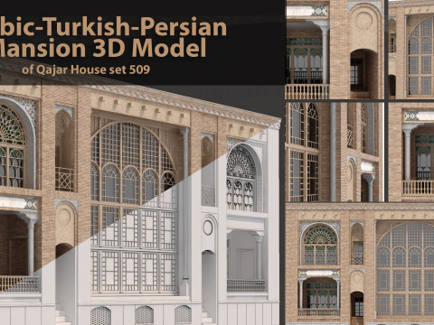 Arabic Turkish Persian Mansion of Qajar House set 509 3D मॉडल