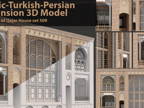 Arabic Turkish Persian Mansion of Qajar House set 509 3D Model