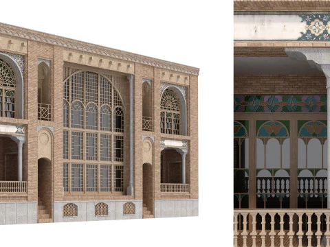 Arabic Turkish Persian Mansion of Qajar House set 509 3D Model