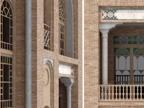 Arabic Turkish Persian Mansion of Qajar House set 509 3D Model