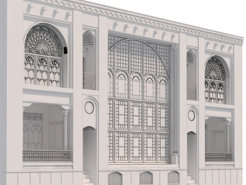 Arabic Turkish Persian Mansion of Qajar House set 509 3D Model