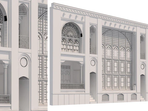 Arabic Turkish Persian Mansion of Qajar House set 509 3D Model