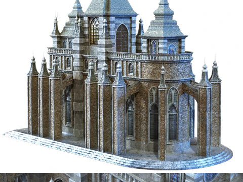 Katedra low Poly dla gry numer 010 Model 3D