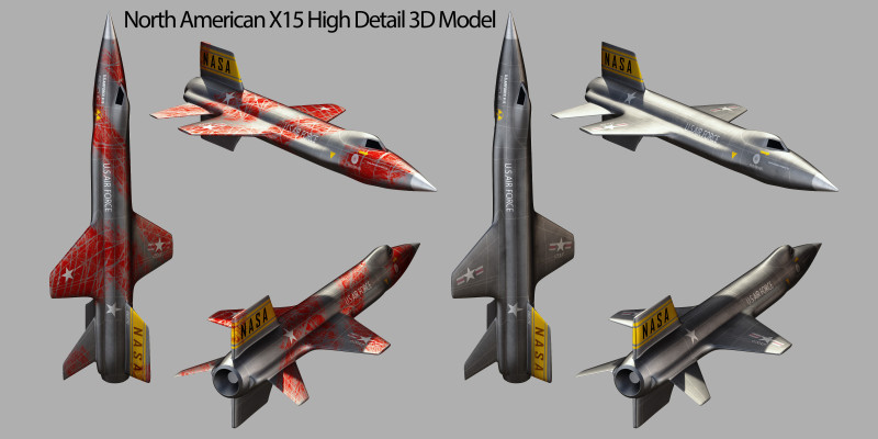 North American X15 High Detail 3D Modell .c4d .max .obj .3ds .fbx .stl .blend 