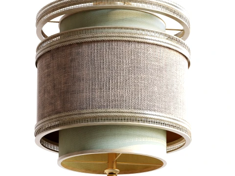 Modern Boho Layered Jute Woven Drum Pendant Lamp 1299 Modelo 3D