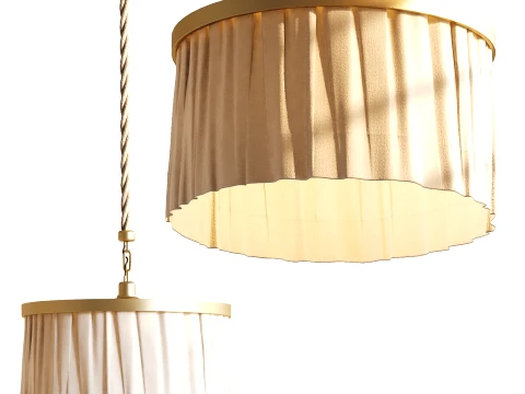 Modern Pleated Fabric Drum Pendant Lamp 1308 3D Model