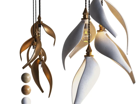Modern Ceramic Leaf Cluster Pendant Light 1312 Modelo 3D
