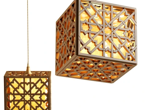 Oriental Brass Geometric Cube Pendant Lamp 1315 3Dモデル