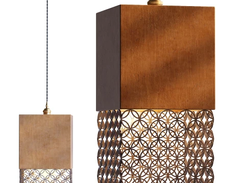 Modern Wood Mesh Lantern Pendant Lamp 1317 Model 3D