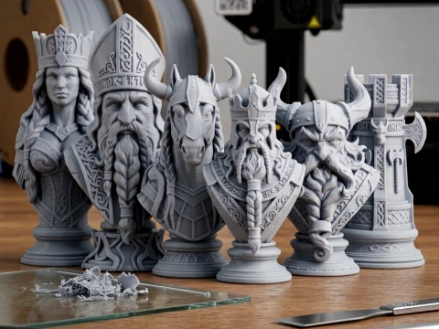 Viking Mythology Chess Set Detailed Printable Bust Figures Modello di stampa 3D