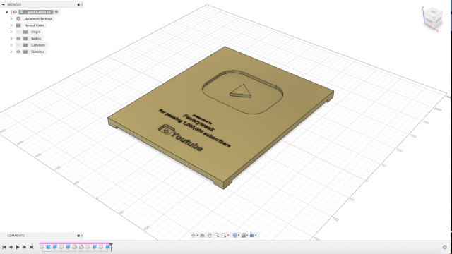 youtube gold button 3D Print Model .c4d .max .obj .3ds .fbx .stl .blend 