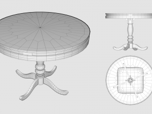 wooden round table 3D Model