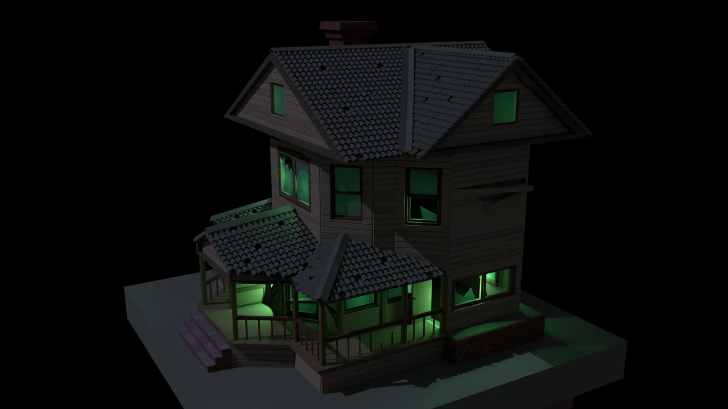 low poly haunted house 3D Model .c4d .max .obj .3ds .fbx .stl .blend 