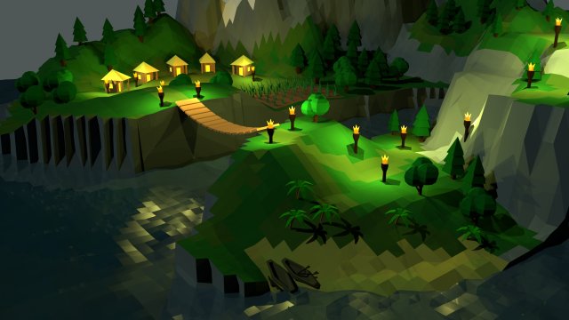 low poly island in the ocean Model 3D .c4d .max .obj .3ds .fbx .stl .blend 
