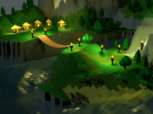 low poly island in the ocean Modelo 3D