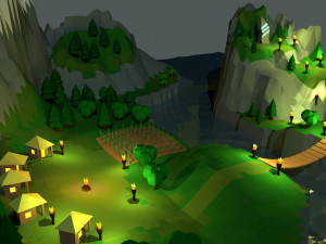 low poly island in the ocean Model 3D