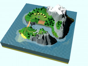 low poly island in the ocean Model 3D