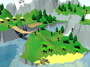 low poly island in the ocean Model 3D