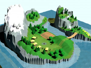low poly island in the ocean Model 3D