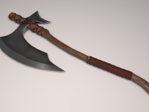 low-poly wide blade axe 3Dモデル