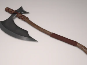 hache &agrave; lame large low-poly Modèle 3D