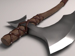 low-poly wide blade axe 3D Model