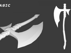 low-poly wide blade axe 3D 모델