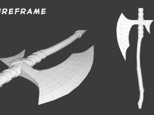 low-poly wide blade axe 3D Model