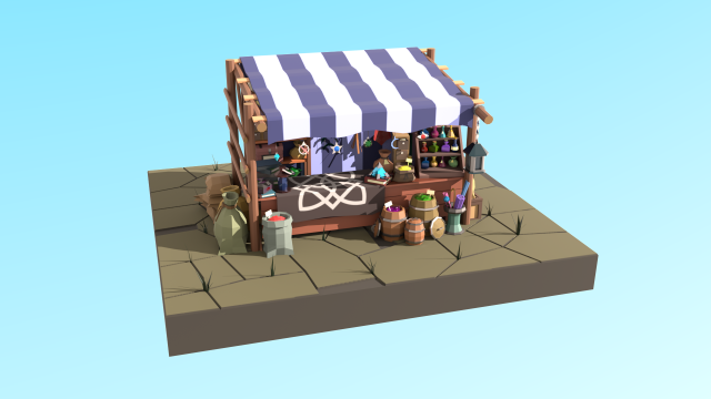 low-poly magic items stall Modelo 3D .c4d .max .obj .3ds .fbx .stl .blend 