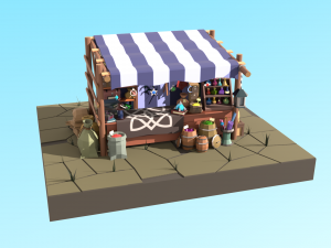 low-poly magic items stall Modèle 3D