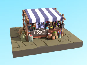 로우 폴리 마법 아이템 마구간 3D 모델