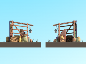 low-poly magic items stall Modelo 3D