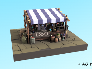 low-poly magic items stall Modelo 3D