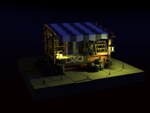 low-poly magic items stall Modelo 3D