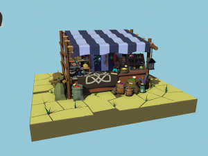 low-poly magic items stall Modelo 3D