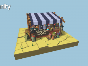 low-poly magic items stall Modelo 3D