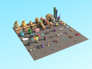 low-poly magic items stall Modelo 3D
