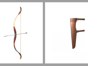 low-poly bow and quiver 3D Model