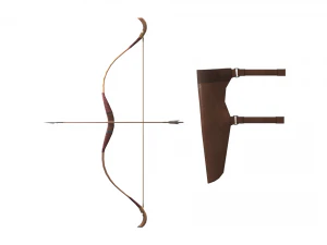 low-poly bow and quiver 3D Model